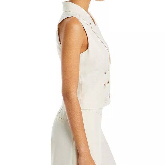 AQUA Double-Breasted Vest Ivory M NWT - Picture 4 of 8